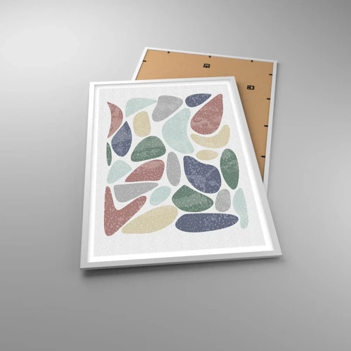 Poster in cornice bianca - Mosaico di colori incipriati - 61x91 cm