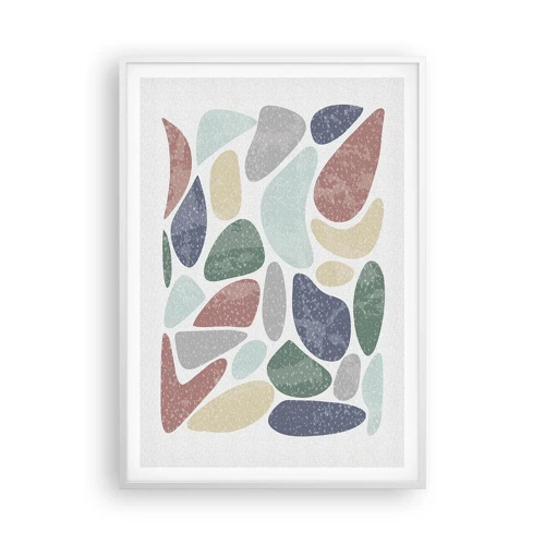 Poster in cornice bianca - Mosaico di colori incipriati - 70x100 cm