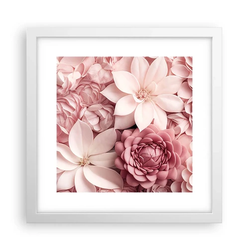 Poster in cornice bianca - Nei petali di rosa - 30x30 cm