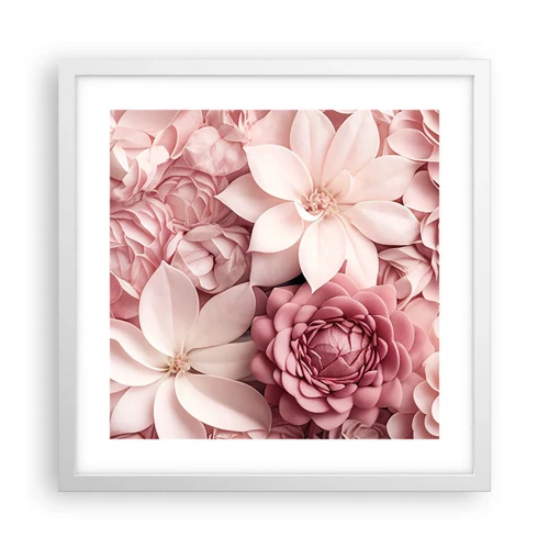Poster in cornice bianca - Nei petali di rosa - 40x40 cm