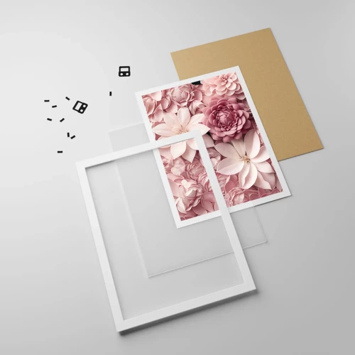Poster in cornice bianca - Nei petali di rosa - 70x100 cm