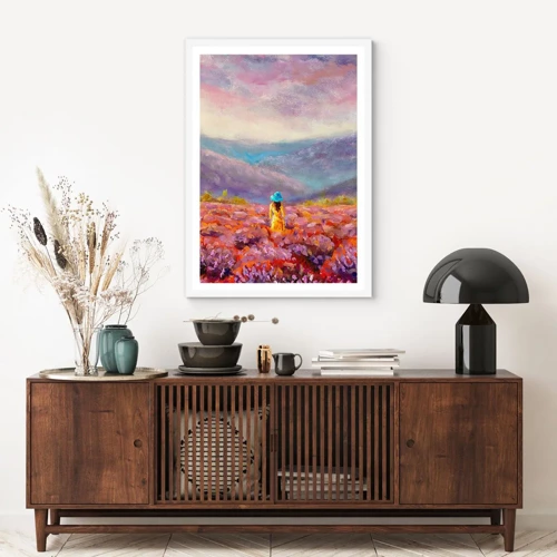 Poster in cornice bianca - Nel mondo di lavanda - 50x70 cm