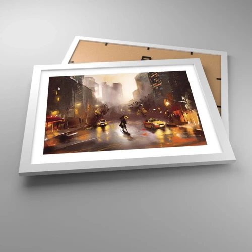 Poster in cornice bianca - Nelle luci di New York - 40x30 cm