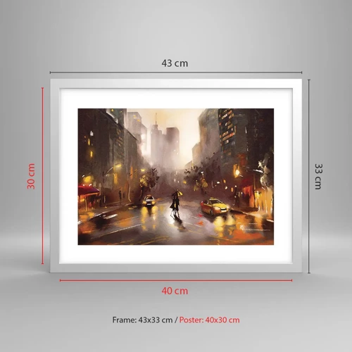 Poster in cornice bianca - Nelle luci di New York - 40x30 cm