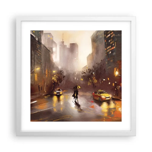 Poster in cornice bianca - Nelle luci di New York - 40x40 cm