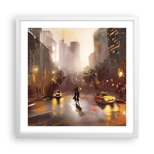 Poster in cornice bianca - Nelle luci di New York - 50x50 cm