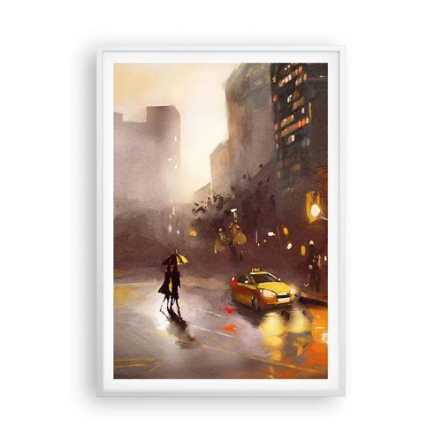 Poster in cornice bianca - Nelle luci di New York - 70x100 cm