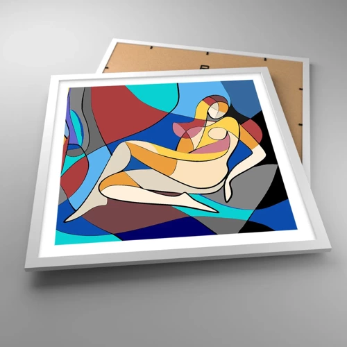 Poster in cornice bianca - Nudo cubista - 50x50 cm