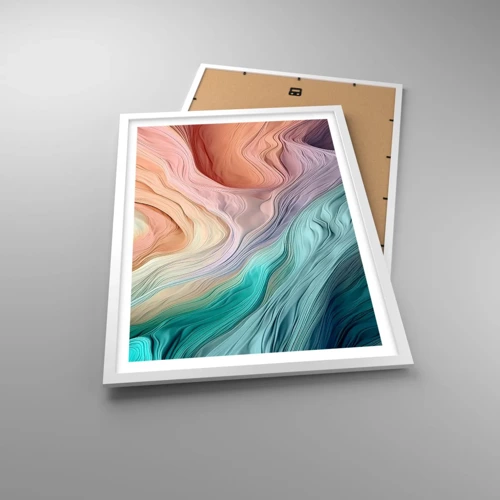 Poster in cornice bianca - Onda arcobaleno - 50x70 cm