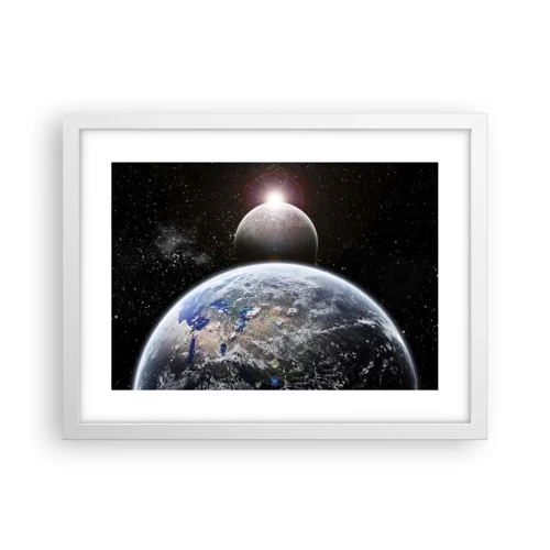 Poster in cornice bianca - Paesaggio cosmico: sorgere del sole - 40x30 cm