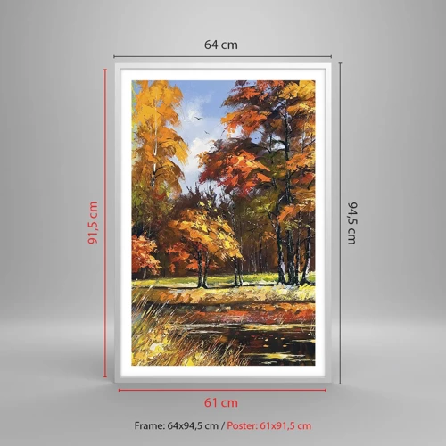 Poster in cornice bianca - Paesaggio in oro e marrone - 61x91 cm