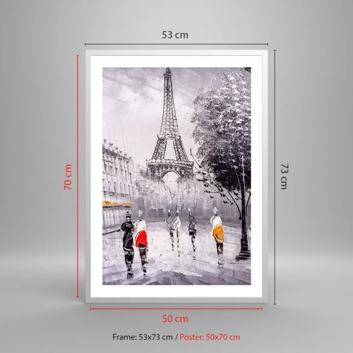 Poster in cornice bianca - Passeggiata a Parigi - 50x70 cm