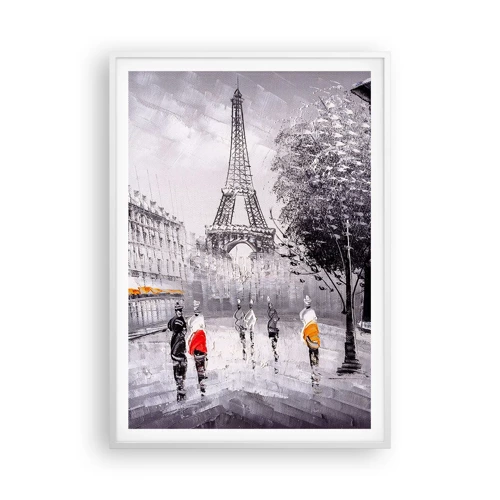 Poster in cornice bianca - Passeggiata a Parigi - 70x100 cm
