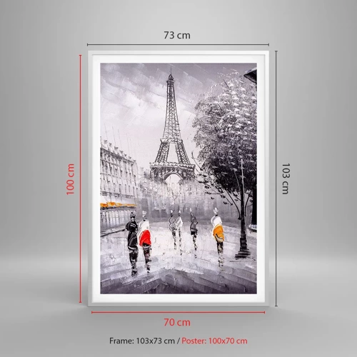 Poster in cornice bianca - Passeggiata a Parigi - 70x100 cm