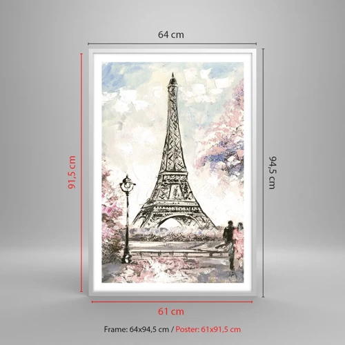 Poster in cornice bianca - Passeggiata a Parigi in aprile - 61x91 cm
