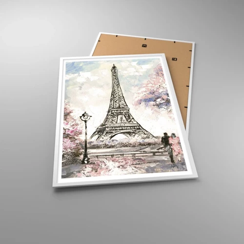 Poster in cornice bianca - Passeggiata a Parigi in aprile - 70x100 cm