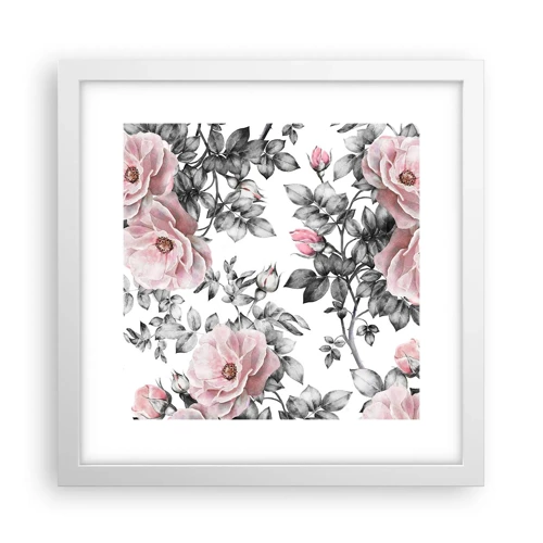 Poster in cornice bianca - Perdersi tra le rose - 30x30 cm