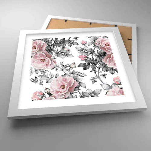 Poster in cornice bianca - Perdersi tra le rose - 30x30 cm