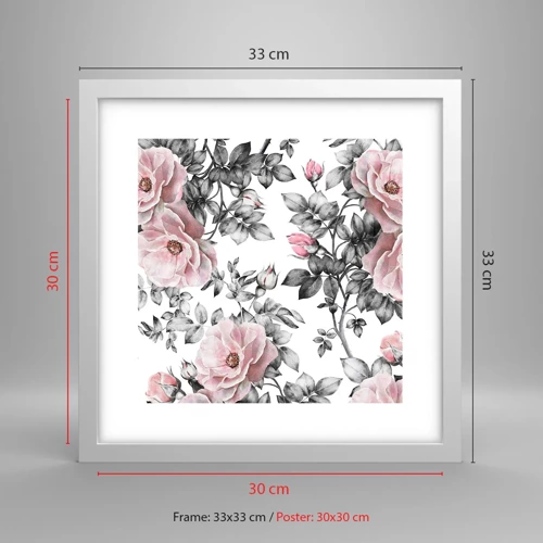 Poster in cornice bianca - Perdersi tra le rose - 30x30 cm