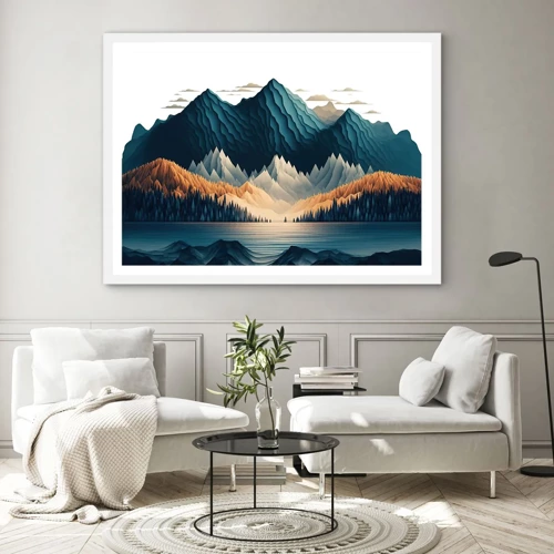 Poster in cornice bianca - Perfetto paesaggio montano - 40x30 cm