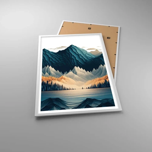 Poster in cornice bianca - Perfetto paesaggio montano - 61x91 cm