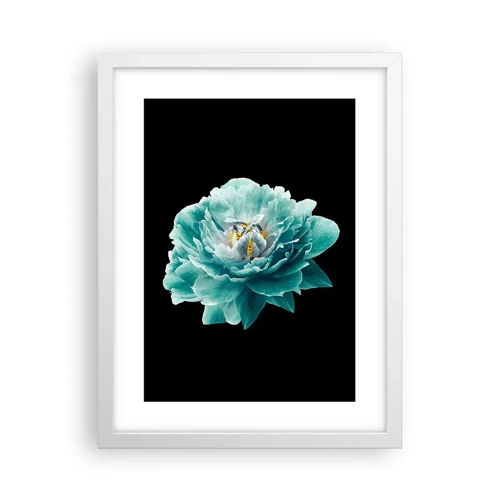 Poster in cornice bianca - Petali blu e oro - 30x40 cm