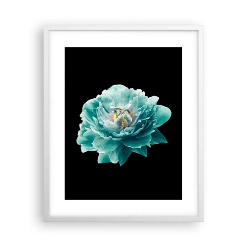 Poster in cornice bianca - Petali blu e oro - 40x50 cm