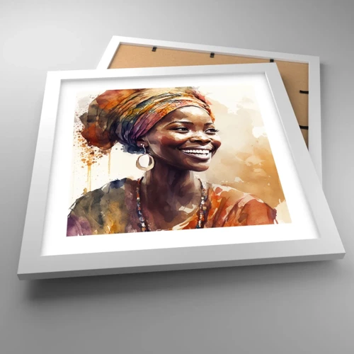 Poster in cornice bianca - Regina africana - 30x30 cm