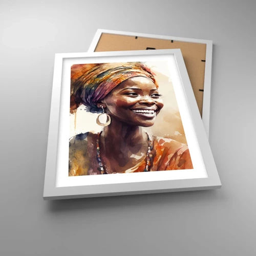 Poster in cornice bianca - Regina africana - 30x40 cm