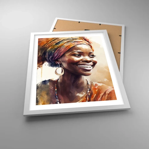 Poster in cornice bianca - Regina africana - 40x50 cm