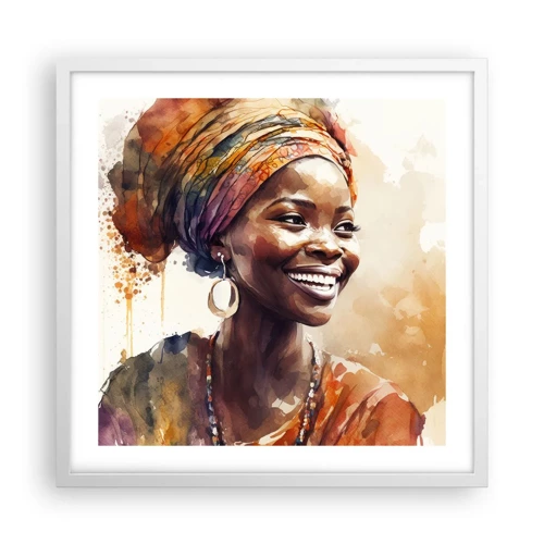 Poster in cornice bianca - Regina africana - 50x50 cm