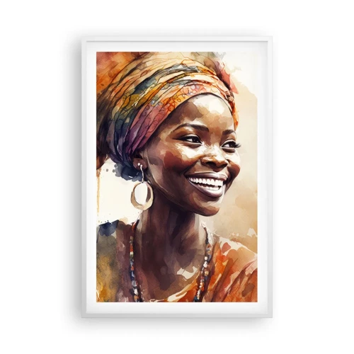 Poster in cornice bianca - Regina africana - 61x91 cm