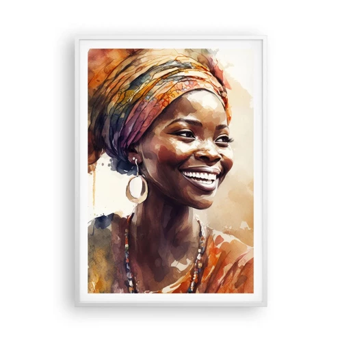 Poster in cornice bianca - Regina africana - 70x100 cm