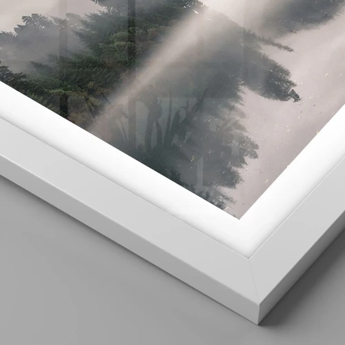 Poster in cornice bianca - Riflettendo nella nebbia - 50x50 cm