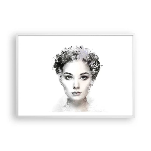 Poster in cornice bianca - Ritratto estremamente alla moda - 100x70 cm