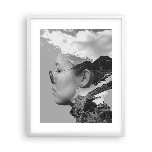 Poster in cornice bianca - Ritratto montano nuvoloso - 40x50 cm