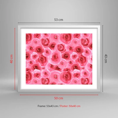 Poster in cornice bianca - Rose in alto e in basso - 50x40 cm