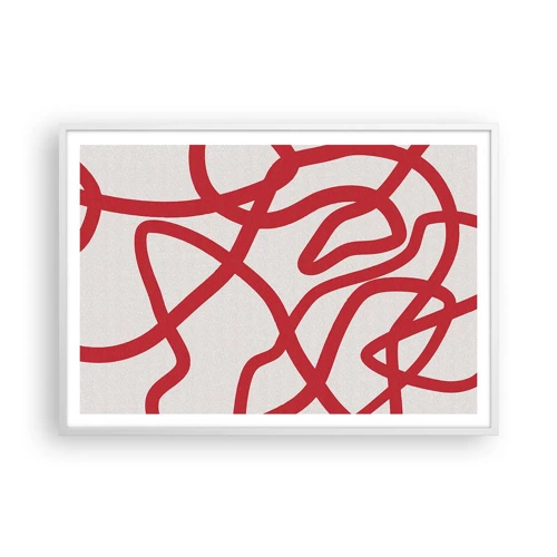 Poster in cornice bianca - Rosso su bianco - 100x70 cm