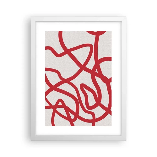 Poster in cornice bianca - Rosso su bianco - 30x40 cm