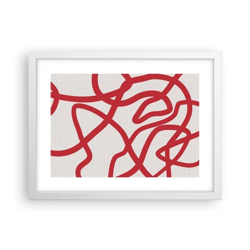 Poster in cornice bianca - Rosso su bianco - 40x30 cm