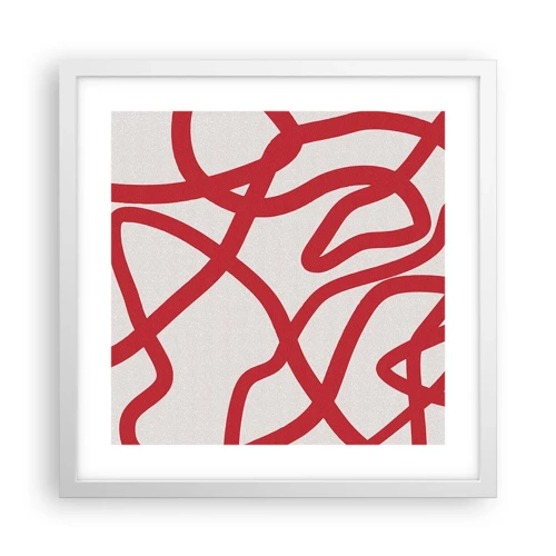 Poster in cornice bianca - Rosso su bianco - 40x40 cm