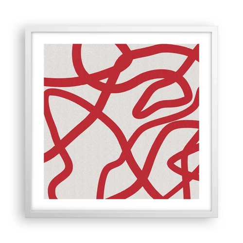 Poster in cornice bianca - Rosso su bianco - 50x50 cm