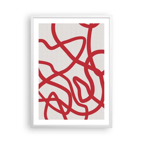 Poster in cornice bianca - Rosso su bianco - 50x70 cm