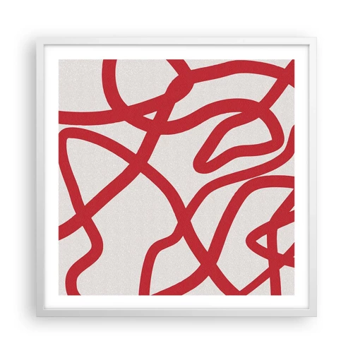 Poster in cornice bianca - Rosso su bianco - 60x60 cm