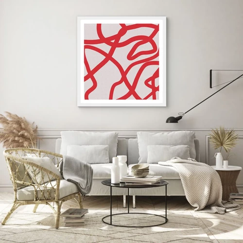 Poster in cornice bianca - Rosso su bianco - 60x60 cm