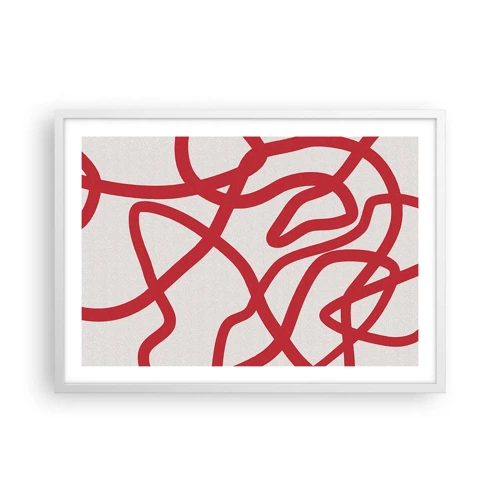 Poster in cornice bianca - Rosso su bianco - 70x50 cm