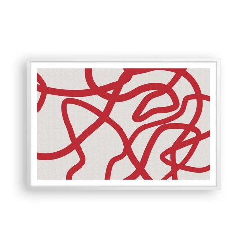 Poster in cornice bianca - Rosso su bianco - 91x61 cm