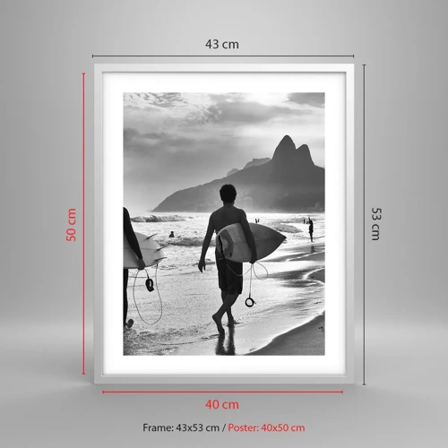 Poster in cornice bianca - Samba su un'unica onda - 40x50 cm
