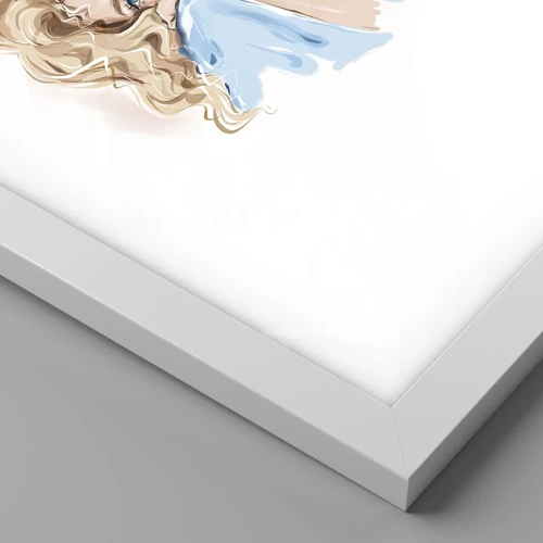 Poster in cornice bianca - Sognante nel blu - 30x30 cm
