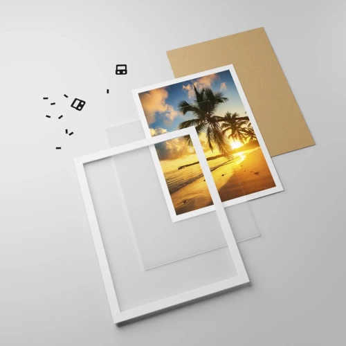 Poster in cornice bianca - Sogno dei Caraibi - 40x50 cm